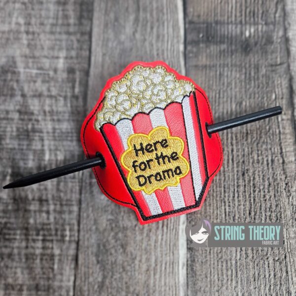 Here for the Drama Popcorn fob, patch, bun cover ITH in the hoop Digital Download for Machine Embroidery Pattern, Design (4×4 Hoop) - Image 15