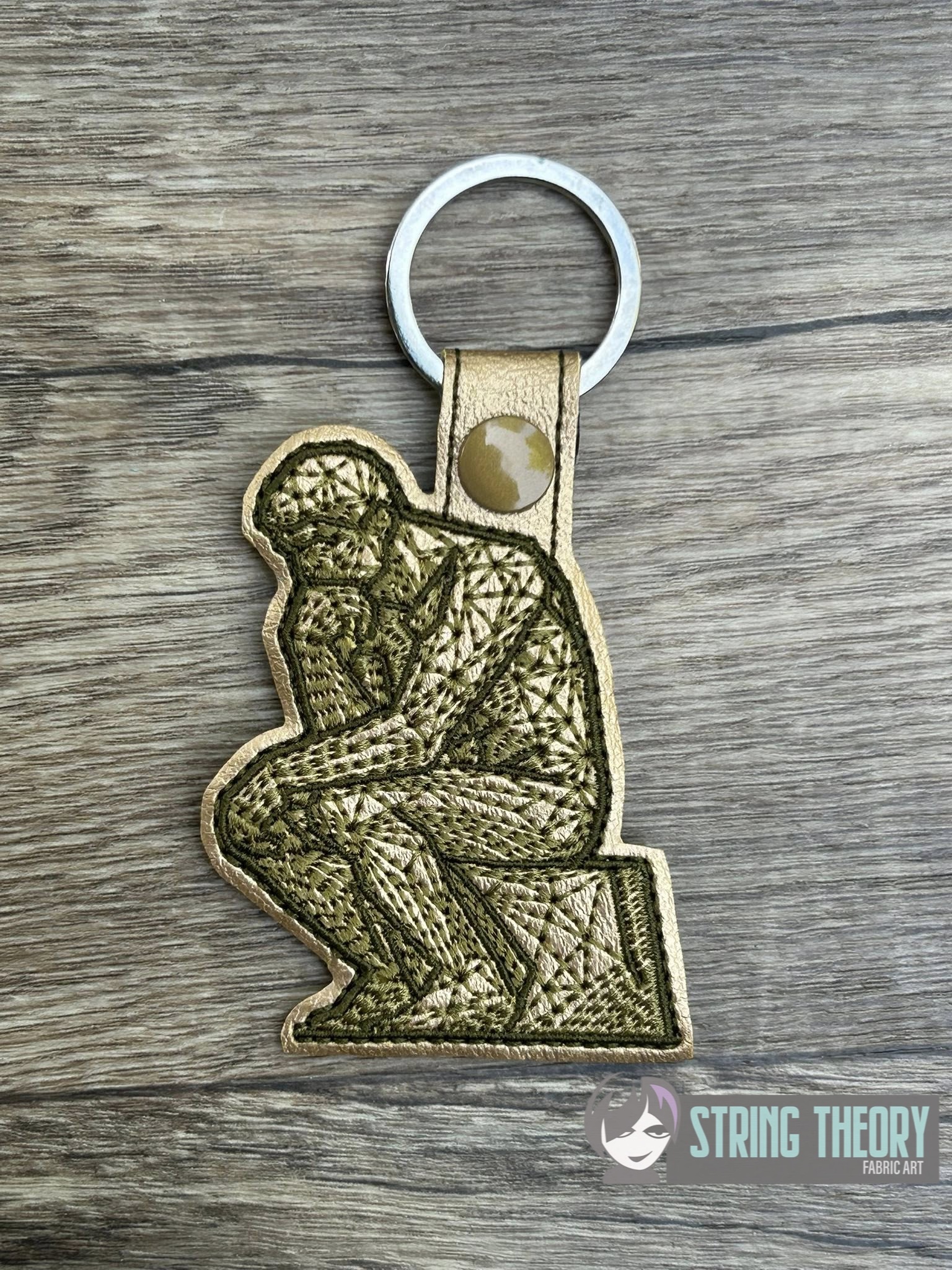 TTBC Rodin the Thinker ITH Fob machine embroidery design