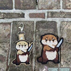 Stabby Otter fob, patch ITH in the hoop Digital Download for Machine Embroidery Pattern, Design (4×4 Hoop)