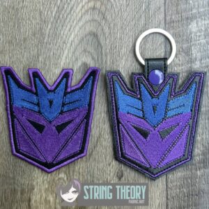 Transformers decepticon logo ITH fob patch machine embroidery design