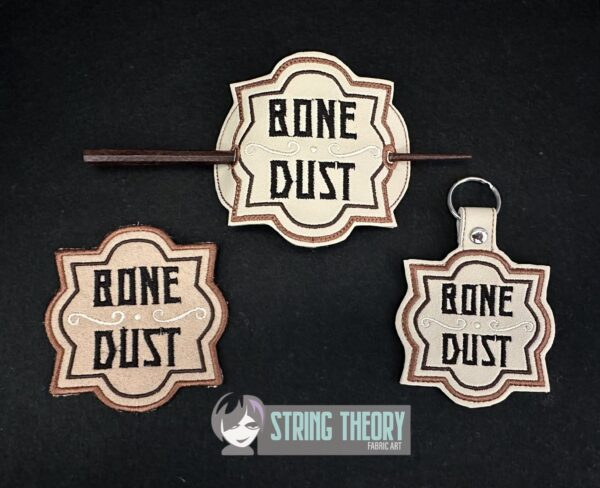 Potion Bottle Label - Bone Dust fob, patch, bun cover ITH in the hoop Digital Download for Machine Embroidery Pattern, Design (4×4 Hoop)