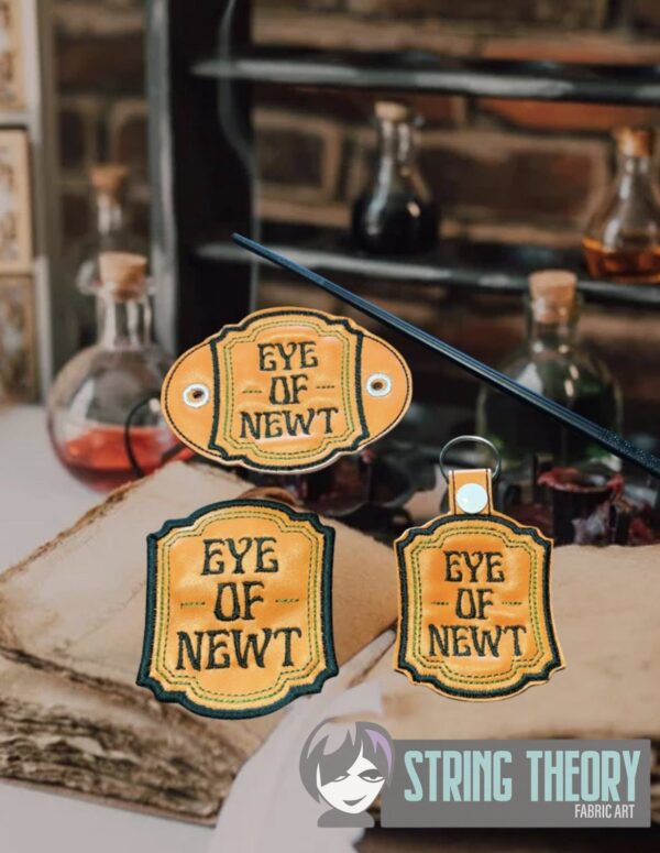 Potion Bottle Label - Eye of Newt fob, patch, bun cover ITH in the hoop Digital Download for Machine Embroidery Pattern, Design (4×4 Hoop) - Image 8