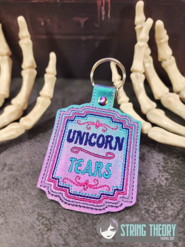 Potion Bottle Label - Unicorn Tears fob, patch, bun cover ITH in the hoop Digital Download for Machine Embroidery Pattern, Design (4×4 Hoop) - Image 2