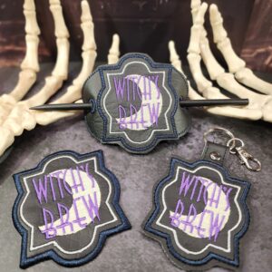 Potion Bottle Label - Witch's Brew fob, patch, bun cover ITH in the hoop Digital Download for Machine Embroidery Pattern, Design (4×4 Hoop)