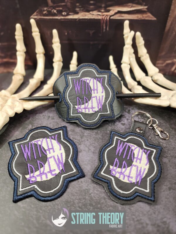 Potion Bottle Label - Witch's Brew fob, patch, bun cover ITH in the hoop Digital Download for Machine Embroidery Pattern, Design (4×4 Hoop)