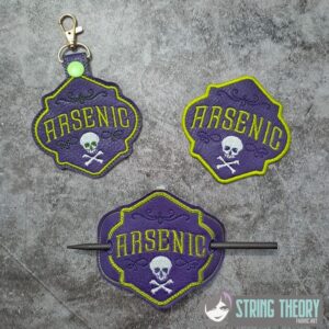 Potion Bottle Label - Arsenic fob, patch, bun cover ITH in the hoop Digital Download for Machine Embroidery Pattern, Design (4×4 Hoop)