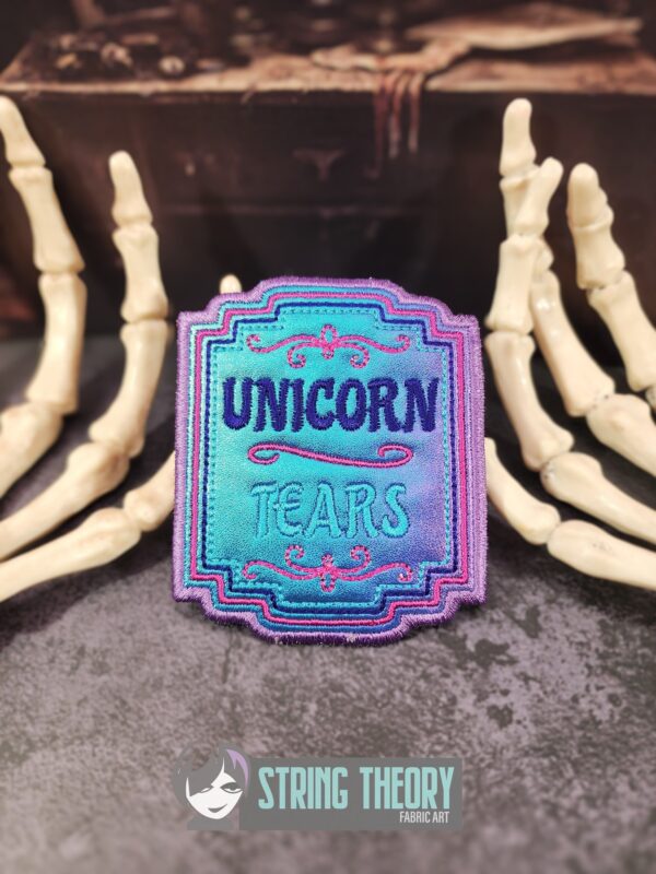 Potion Bottle Label - Unicorn Tears fob, patch, bun cover ITH in the hoop Digital Download for Machine Embroidery Pattern, Design (4×4 Hoop) - Image 3