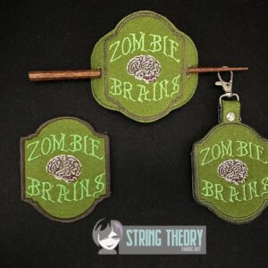 Potion Bottle Label - Zombie Brains fob, patch, bun cover ITH in the hoop Digital Download for Machine Embroidery Pattern, Design (4×4 Hoop)