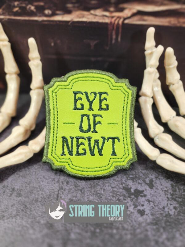Potion Bottle Label - Eye of Newt fob, patch, bun cover ITH in the hoop Digital Download for Machine Embroidery Pattern, Design (4×4 Hoop) - Image 2