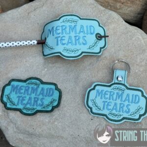Potion Bottle Label - Mermaid Tears fob, patch, bun cover ITH in the hoop Digital Download for Machine Embroidery Pattern, Design (4×4 Hoop)