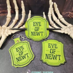 Potion Bottle Label - Eye of Newt fob, patch, bun cover ITH in the hoop Digital Download for Machine Embroidery Pattern, Design (4×4 Hoop)