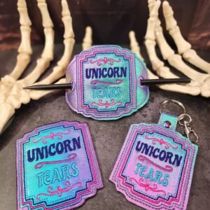 Potion Bottle Label - Unicorn Tears fob, patch, bun cover ITH in the hoop Digital Download for Machine Embroidery Pattern, Design (4×4 Hoop)