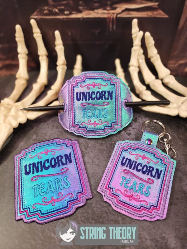 Potion Bottle Label - Unicorn Tears fob, patch, bun cover ITH in the hoop Digital Download for Machine Embroidery Pattern, Design (4×4 Hoop)