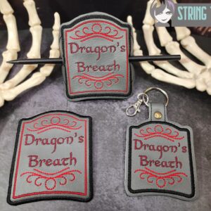 Potion Bottle Label - Dragon's Breath fob, patch, bun cover ITH in the hoop Digital Download for Machine Embroidery Pattern, Design (4×4 Hoop)