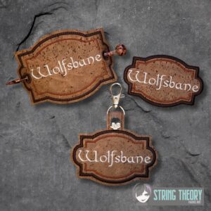Potion Bottle Label - Wolfsbane fob, patch, bun cover ITH in the hoop Digital Download for Machine Embroidery Pattern, Design (4×4 Hoop)