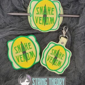 Potion Bottle Label - Snake Venom fob, patch, bun cover ITH in the hoop Digital Download for Machine Embroidery Pattern, Design (4×4 Hoop)
