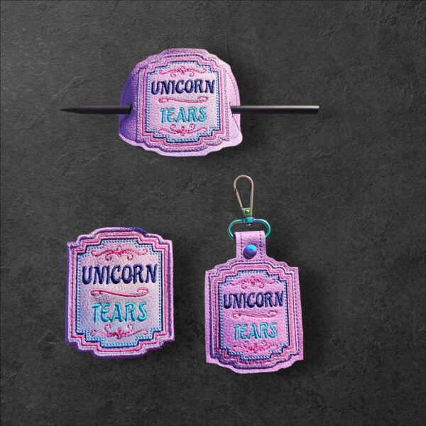 Potion Bottle Label - Unicorn Tears fob, patch, bun cover ITH in the hoop Digital Download for Machine Embroidery Pattern, Design (4×4 Hoop) - Image 5