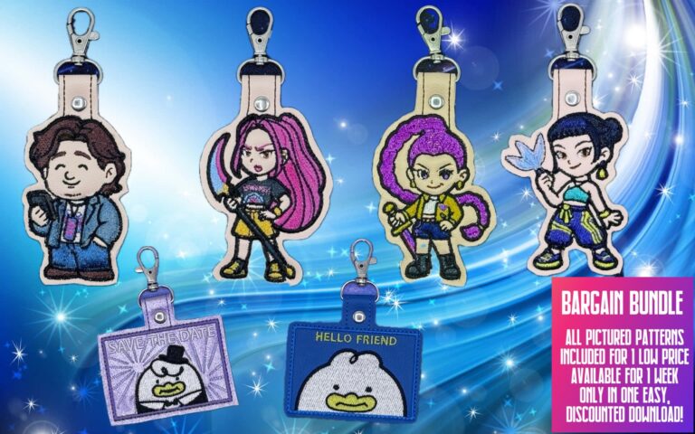 Huntrix Bargain Bundles ITH Fob machine embroidery pattern