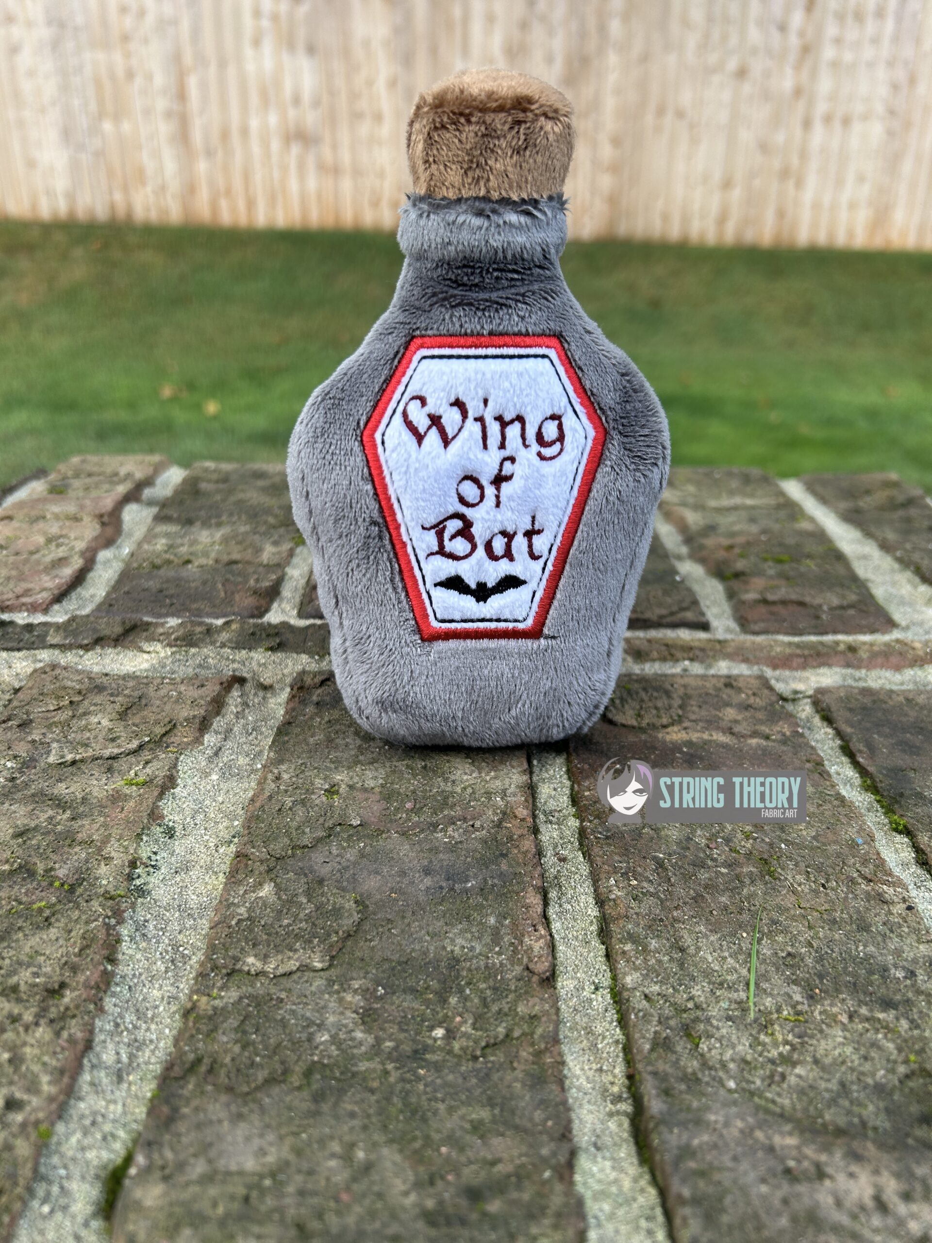 Potion Bottle Label – Wing of Bat Appliqué Digital Download for Machine Embroidery Pattern, Design (4x4 Hoop)