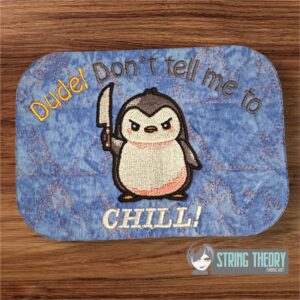 Stabby Penguin Knife PenguinITH Mug Rug Machine embroidery design