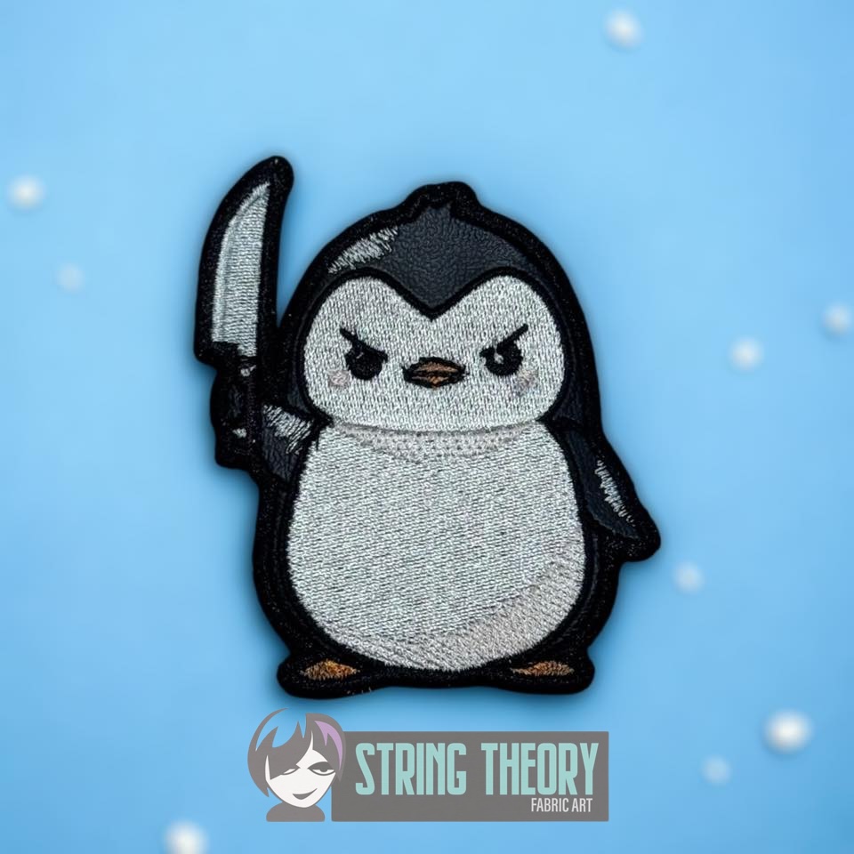 Stabby Penguin fob, patch ITH in the hoop Digital Download for Machine Embroidery Pattern, Design (4×4 Hoop) - Image 3