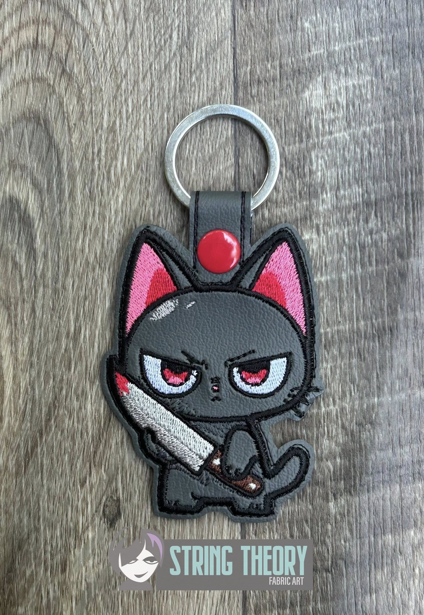 Stabby Cat fob, patch ITH in the hoop Digital Download for Machine Embroidery Pattern, Design (4×4 Hoop) - Image 2