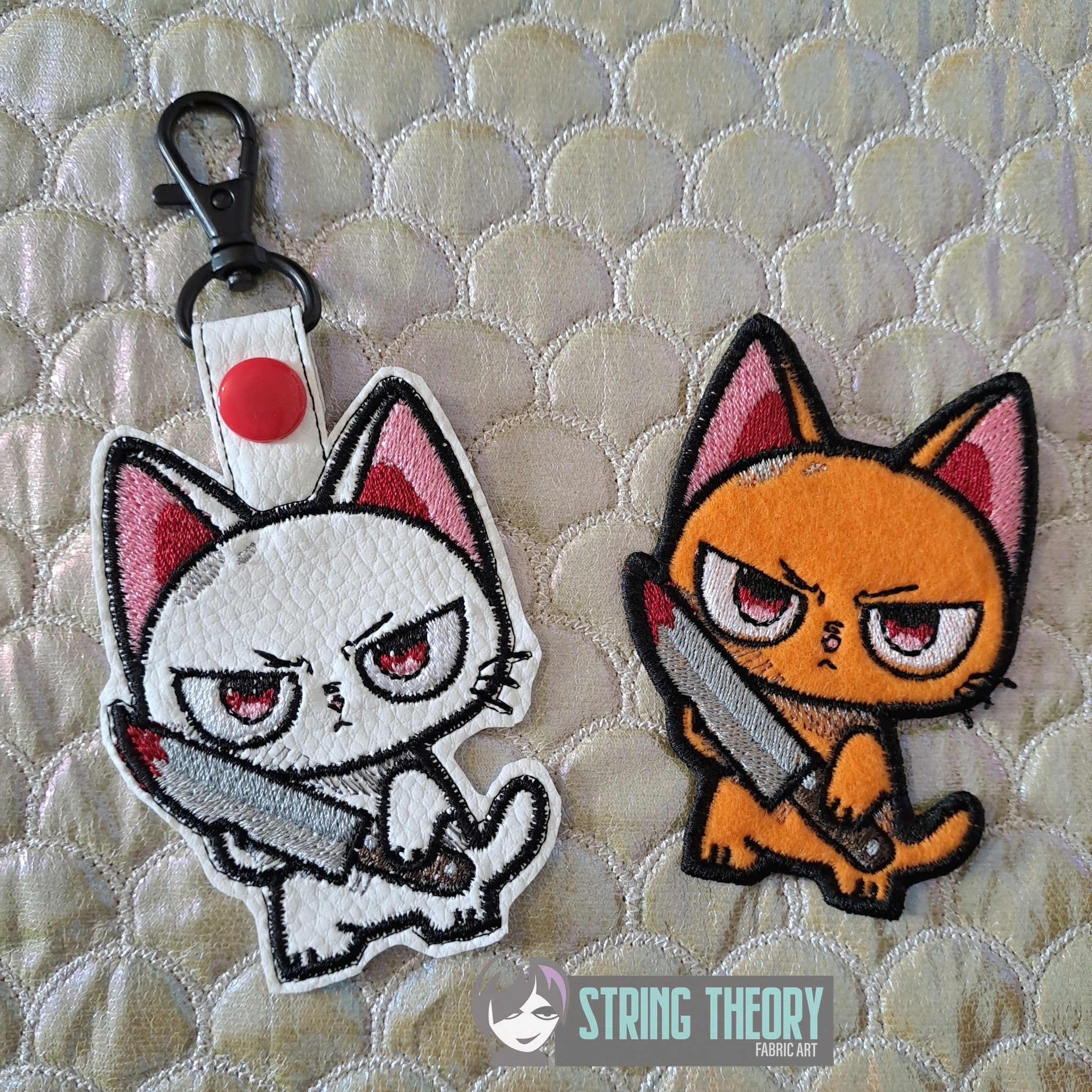 Stabby Cat fob, patch ITH in the hoop Digital Download for Machine Embroidery Pattern, Design (4×4 Hoop) - Image 5