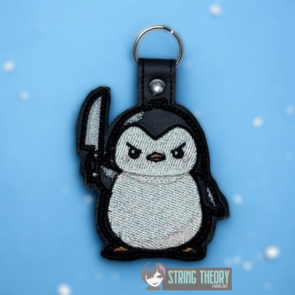 Stabby Penguin fob, patch ITH in the hoop Digital Download for Machine Embroidery Pattern, Design (4×4 Hoop) - Image 2