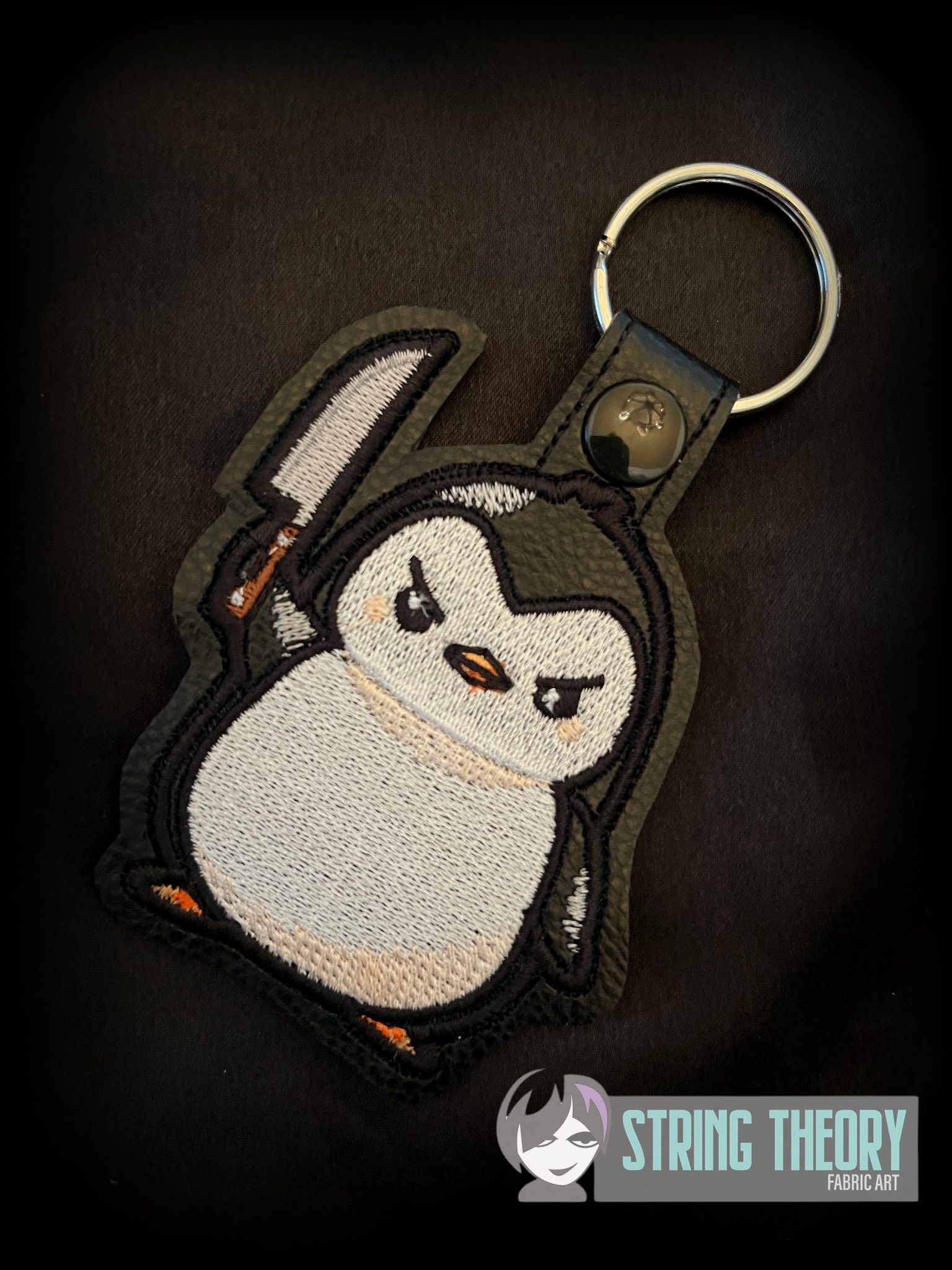 Stabby Penguin fob, patch ITH in the hoop Digital Download for Machine Embroidery Pattern, Design (4×4 Hoop) - Image 7