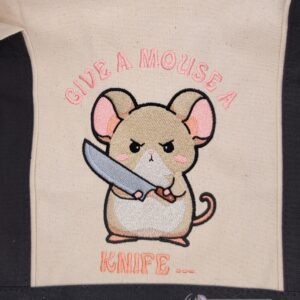 Stabby Mouse – Give a Mouse a Knife … Digital Download for Machine Embroidery Pattern, Design (4×4, 5x7, 6x10 Hoop)