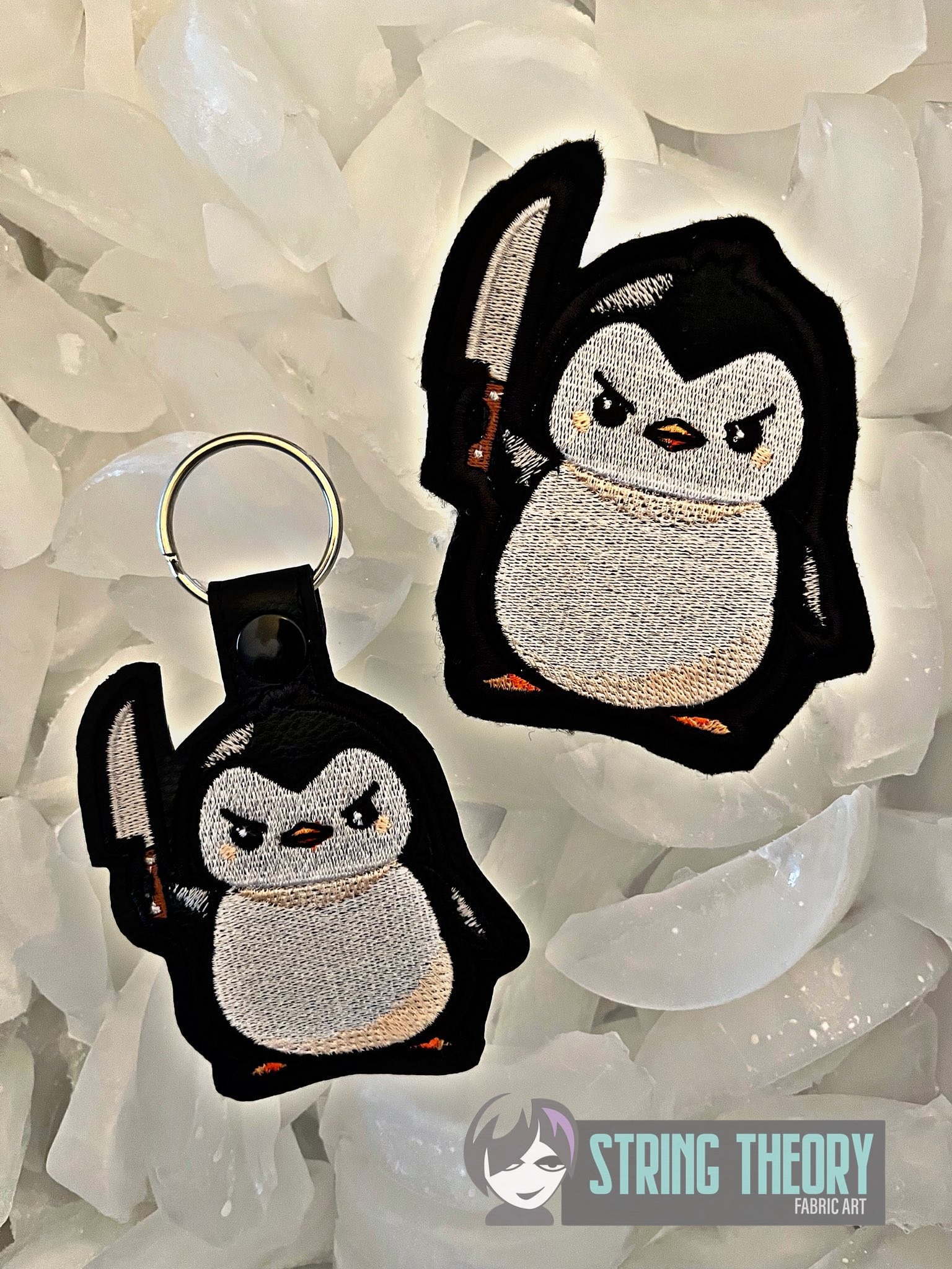 Stabby Penguin fob, patch ITH in the hoop Digital Download for Machine Embroidery Pattern, Design (4×4 Hoop) - Image 4
