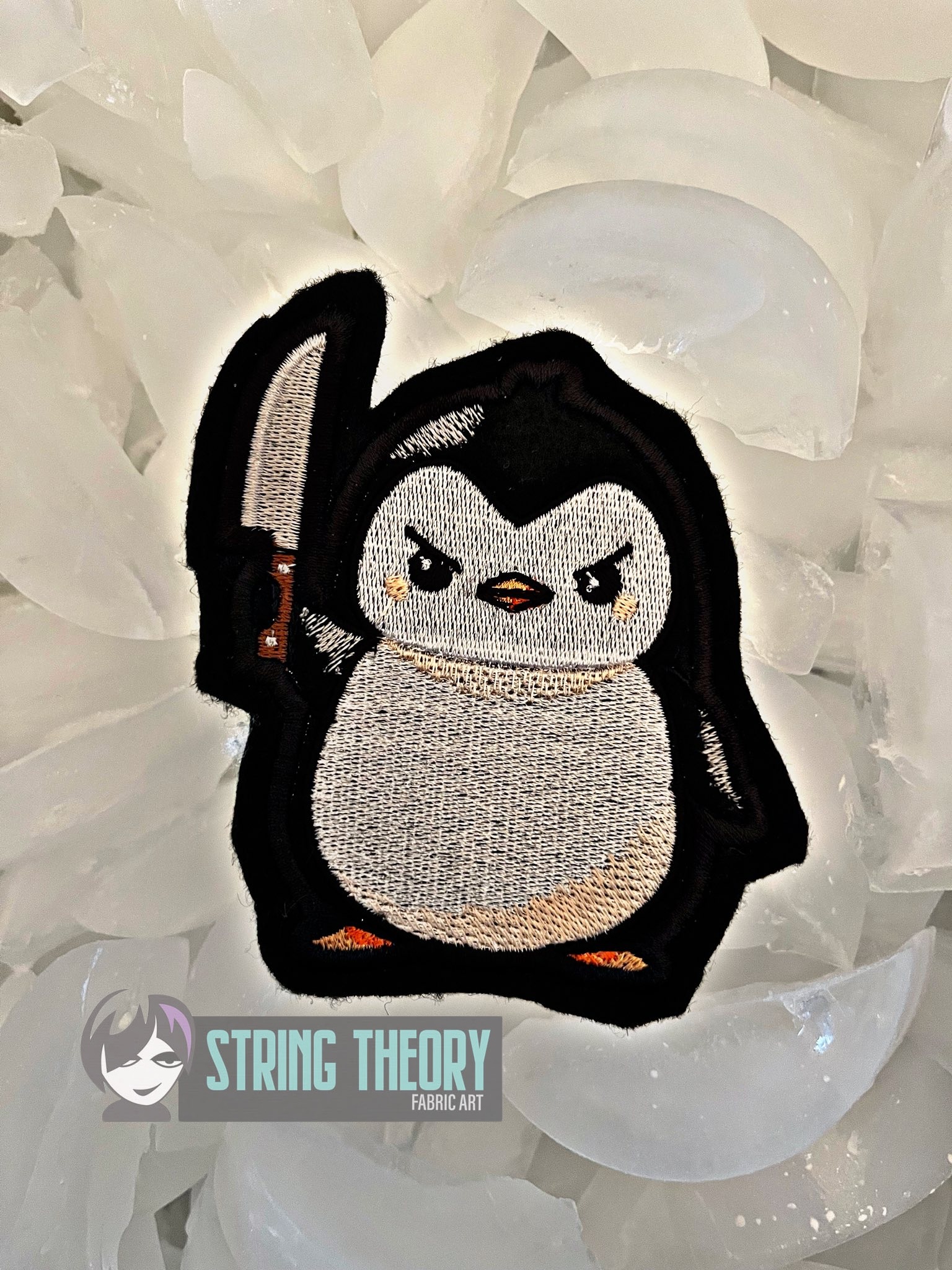 Stabby Penguin fob, patch ITH in the hoop Digital Download for Machine Embroidery Pattern, Design (4×4 Hoop) - Image 6