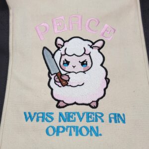 Stabby Sheep - Peace Was Never an Option Digital Download for Machine Embroidery Pattern, Design (4×4, 5x7, 6x10 Hoop)