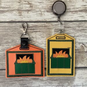 Dumpster Fire ID Badge Holder ITH In The Hoop Digital Download for Machine Embroidery Pattern, Design (4x4 Hoop)