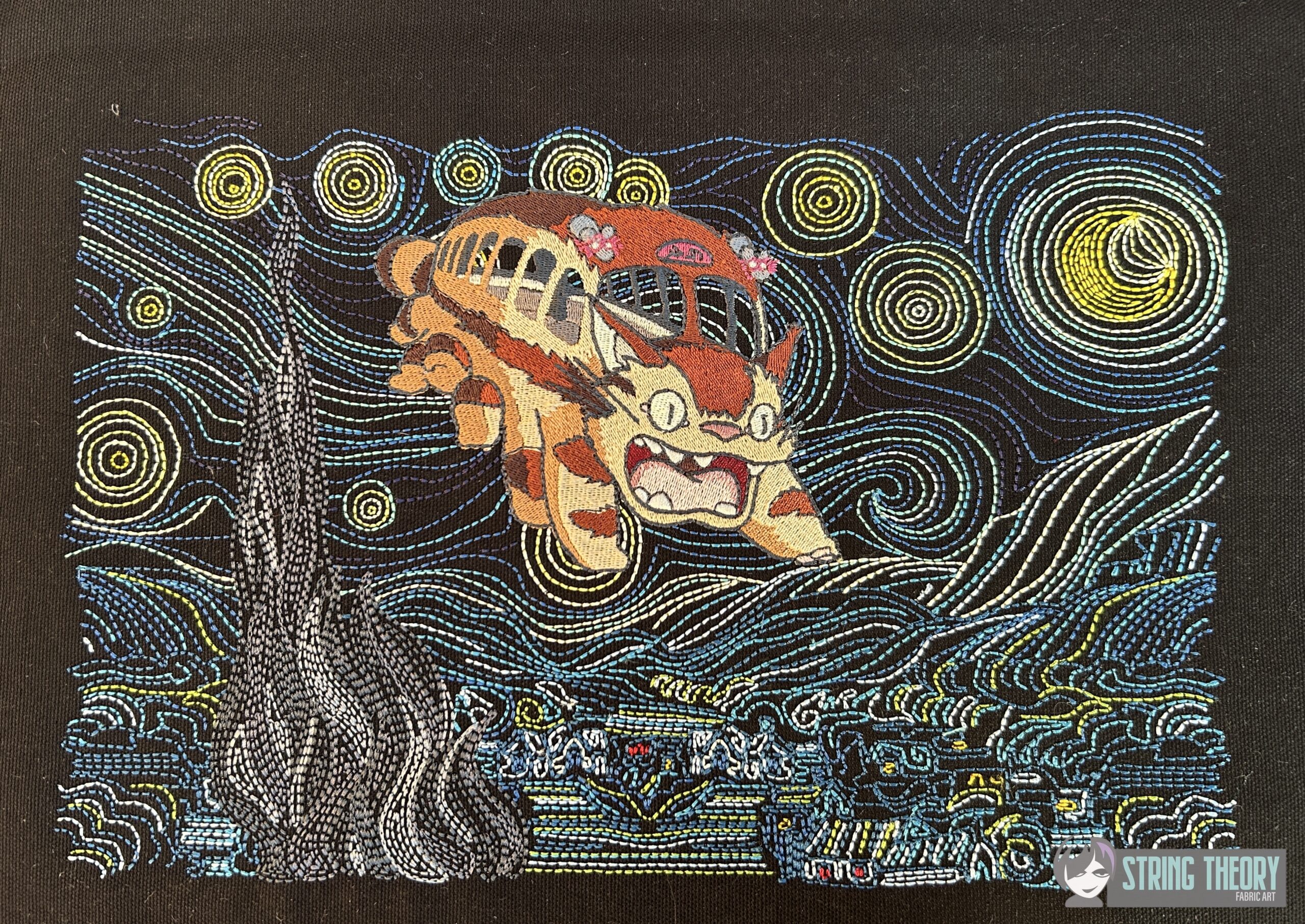 Starry Catbus Digital Download for Machine Embroidery Pattern, Design (5×7, 6×10, 7×11, 8×12 Hoop)