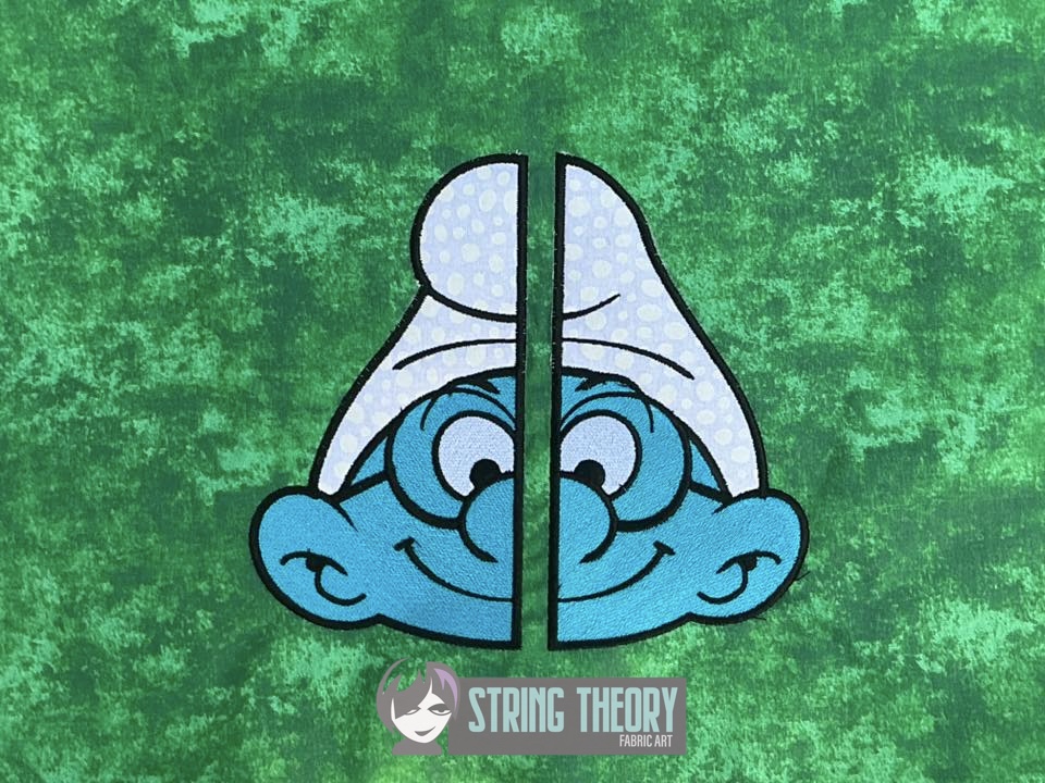 Split Brainy Smurf machine embroidery design