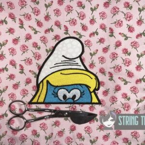 Peeker Smurfette machine embroidery design