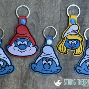 Smurf Face fob ITH machine embroidery design