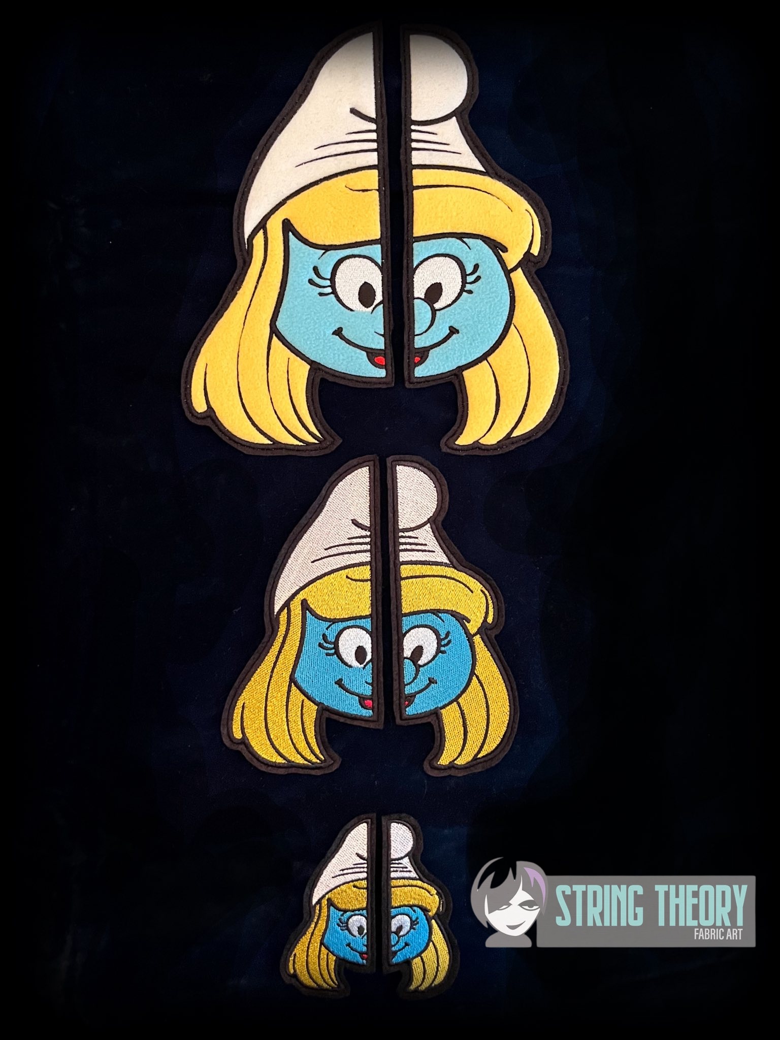 Split Smurfette machine embroidery design