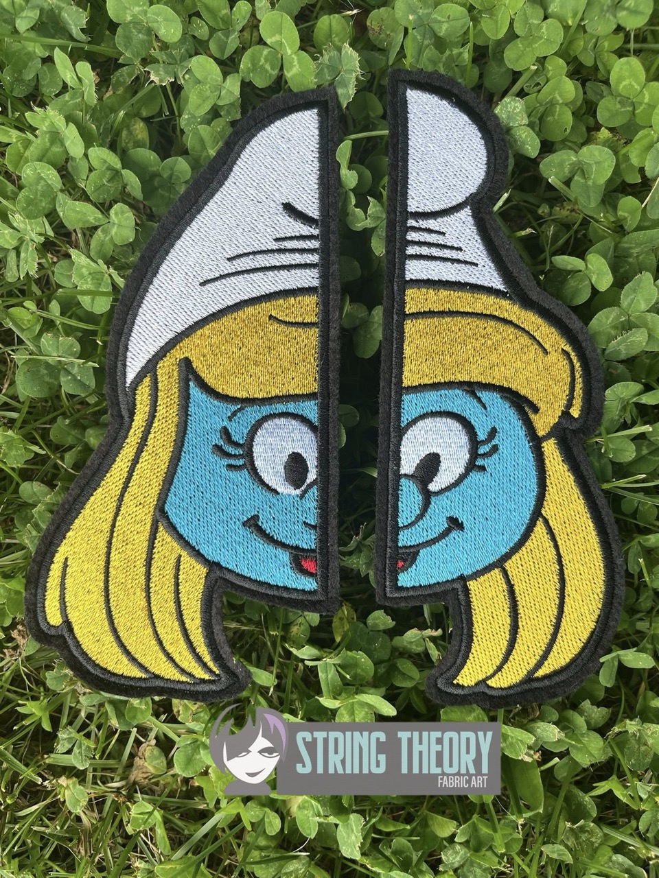 Split Smurfette machine embroidery design