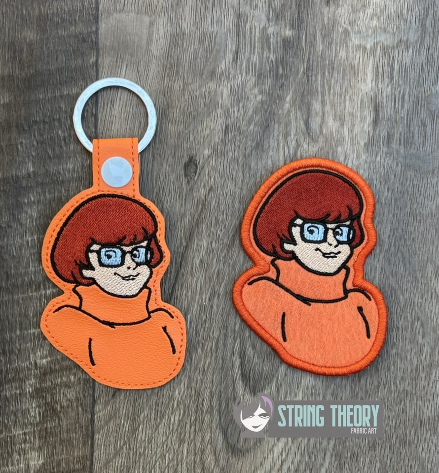 Scooby Doo Velma fob patch machine embroidery design