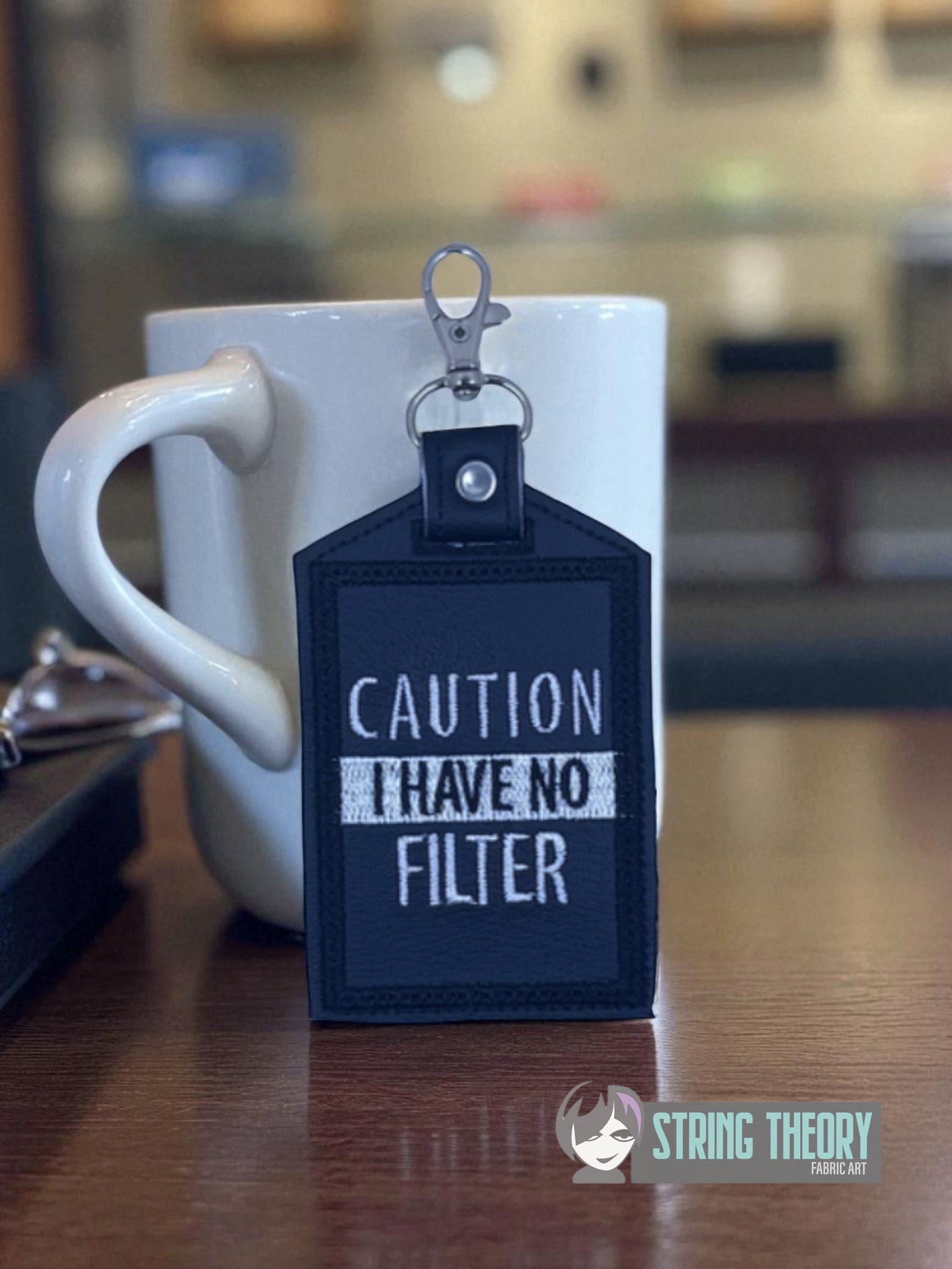 Caution I have No Filter ID Badge ITH Machine Embroidery Design