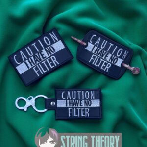 Caution I have no filter Bun cover fob patch ITH machine embroidery design