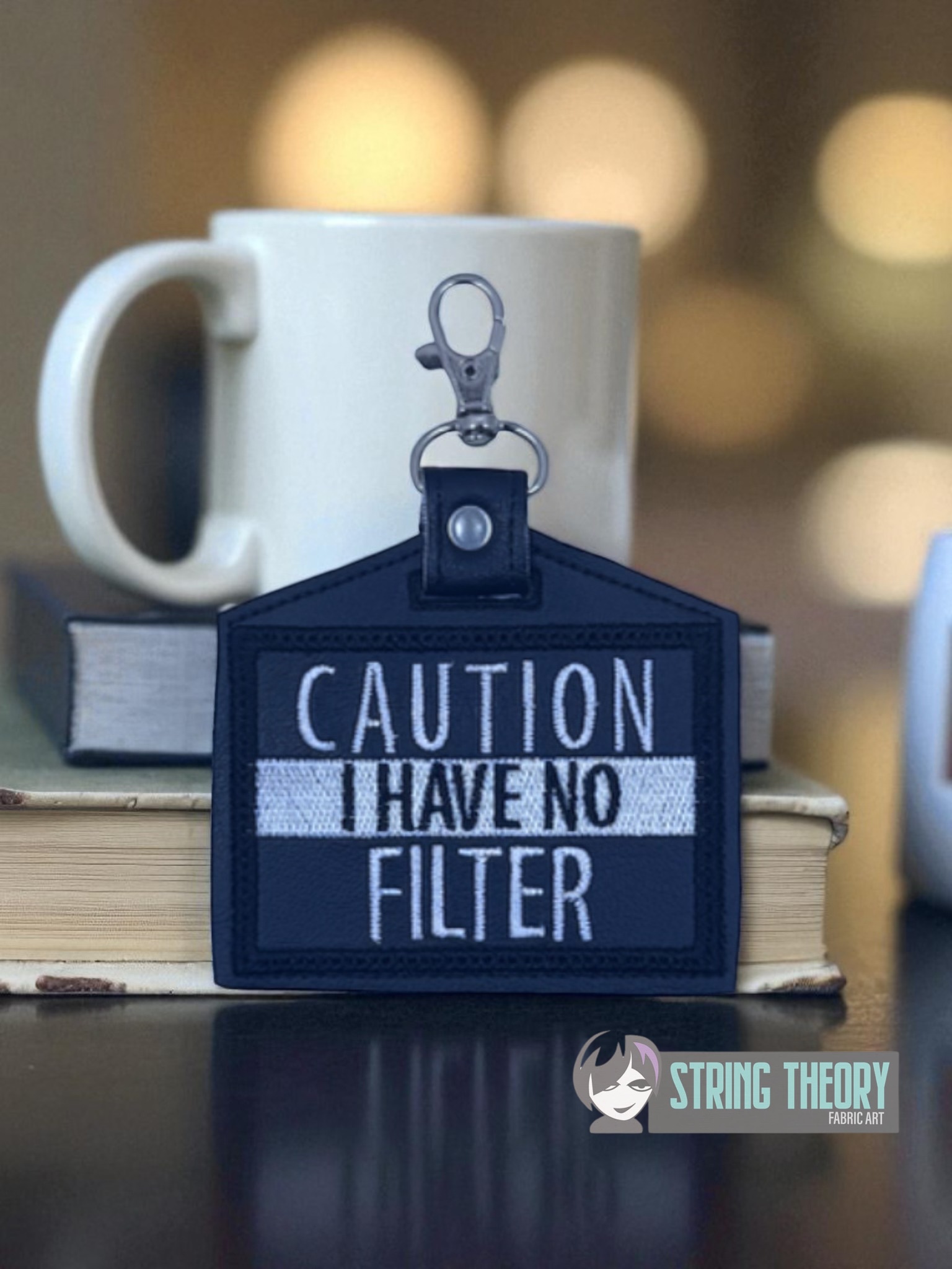 Caution I have No Filter ID Badge ITH Machine Embroidery Design