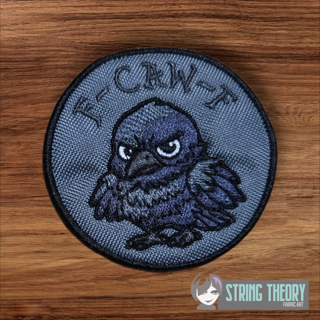 Chibi Crow F Caw F patch ITH machine embroidery design