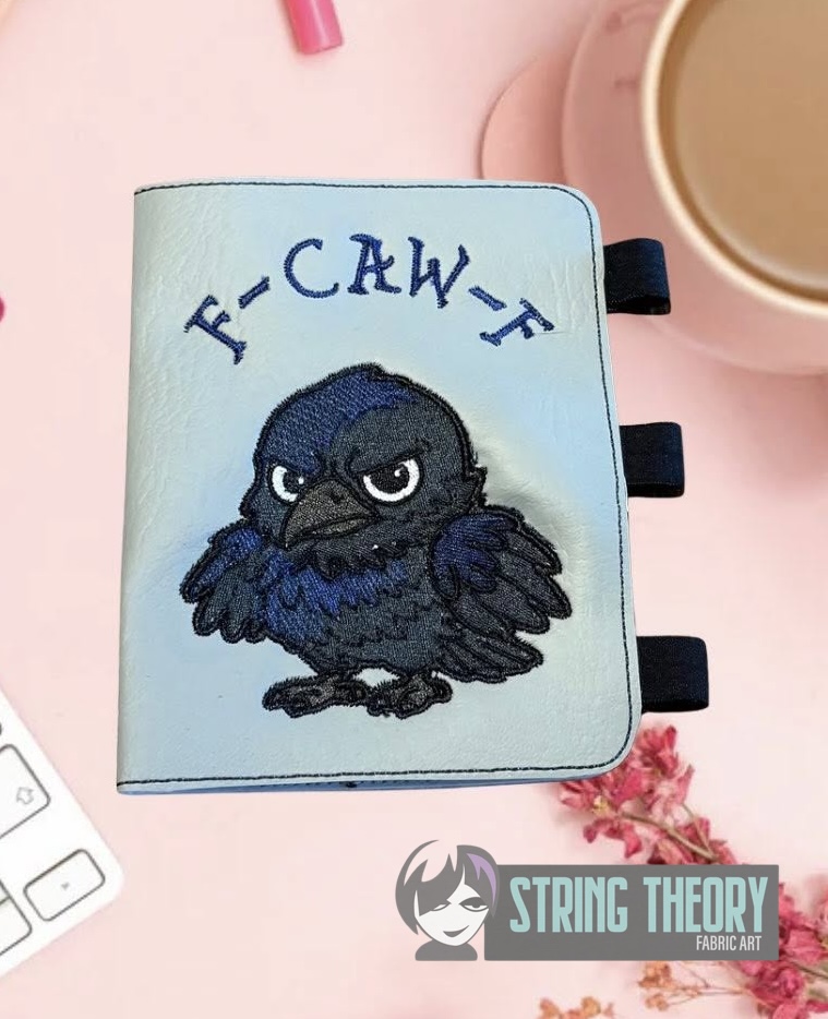 Chibi Crow F Caw F ITH notebook cover machine embroidery design