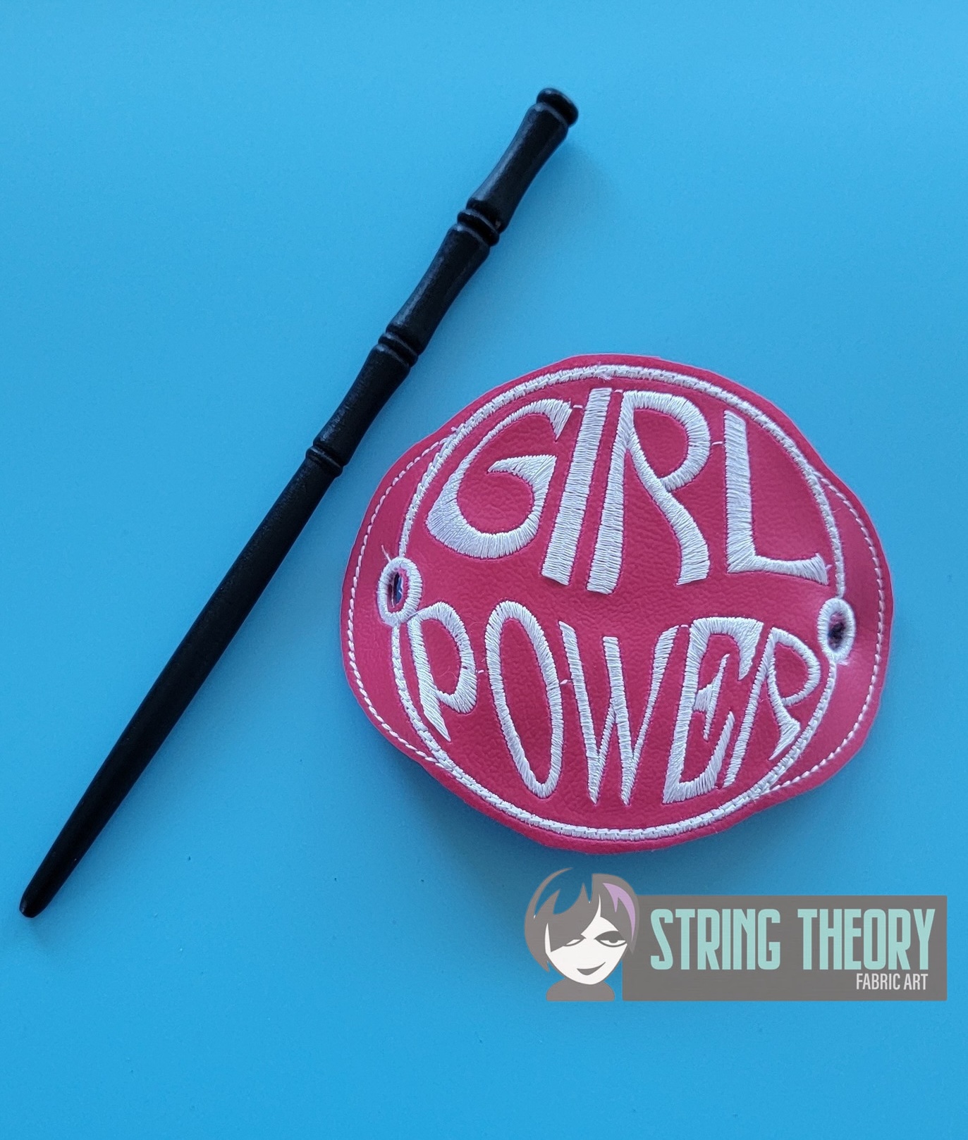 Girl Power Bun cover ITH machine embroidery design
