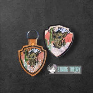 Don't Pet the Chibi Chupacabra fob patch ITH machine embroidery design