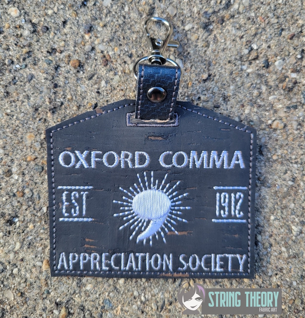 Oxford Comma ID Badge Holder ITH machine embroidery design