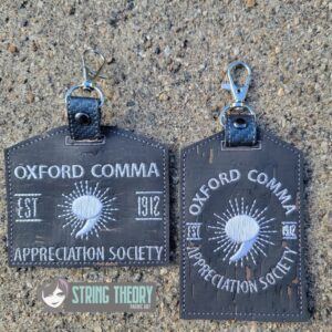 Oxford Comma ID Badge Holder ITH machine embroidery design